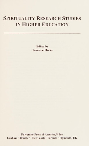 Spirituality Research Studies in Higher Education