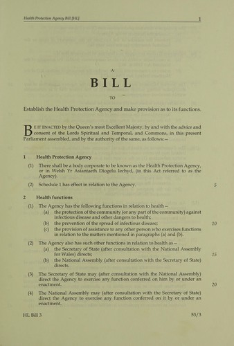 Health Protection Agency Bill [HL]