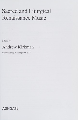 Sacred and Liturgical Renaissance Music