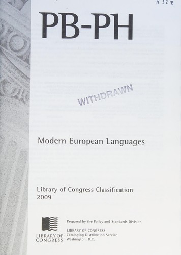 Library of Congress classification. PB-PH. Modern European languages