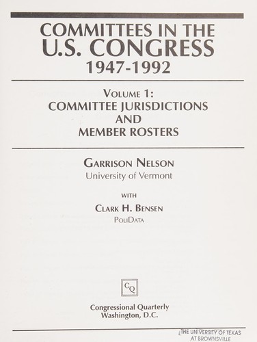 Committees in the U.S. Congress, 1947-1992