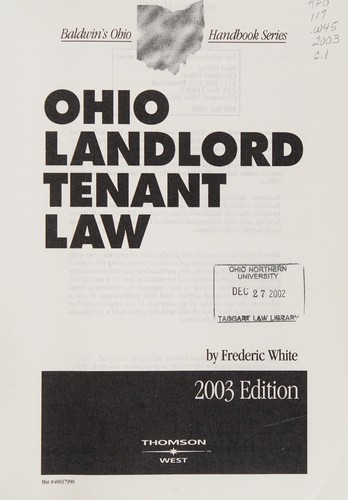 Ohio Landlord Tenant Law 2003 (Ohio Landlord Tenant Law)