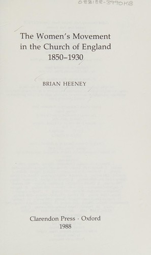The women's movement in the Church of England, 1850-1930