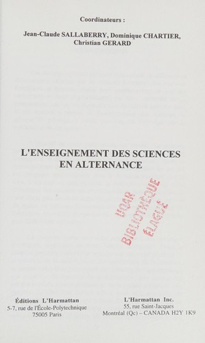 L'enseignement des sciences en alternance