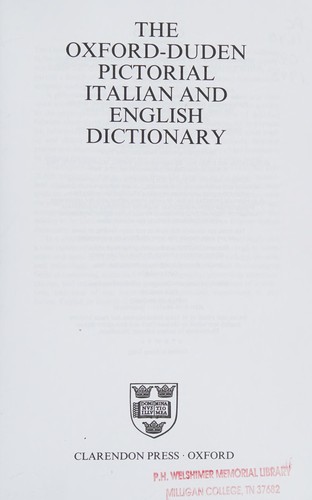 The Oxford-Duden pictorial Italian and English dictionary