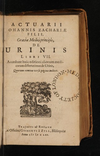 De urinis libri VII. Accedunt huic editione aliorum medicorum dissertationes de urinis. Quorum nomina versa pagina indicat