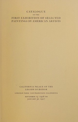 Catalogue of the first exhibition of selected paintings