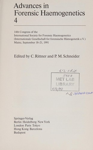 Advances in Forensic Haemogenetics, 4