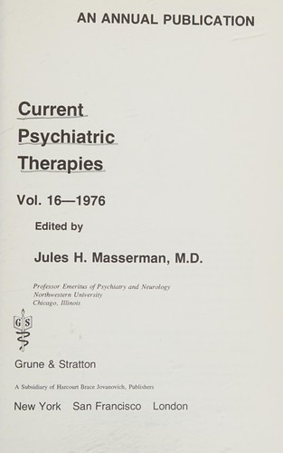 Current psychiatric therapies