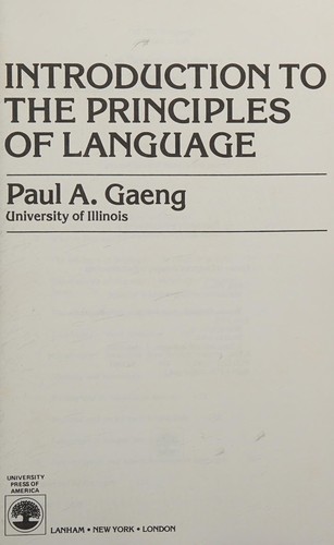 Introduction to the principles of language