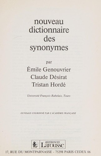 Nouveau dictionnaire des synonymes