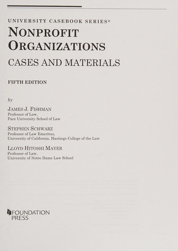 Nonprofit Organizations, Cases and Materials