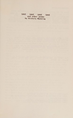 Save, save, save, save, and other poems