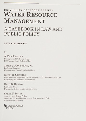 Water Resource Management, a Casebook in Law and Public Policy