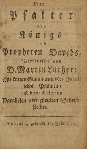 Der Psalter des Königs und Propheten Davids
