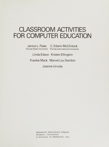 Classroom activities for computer education