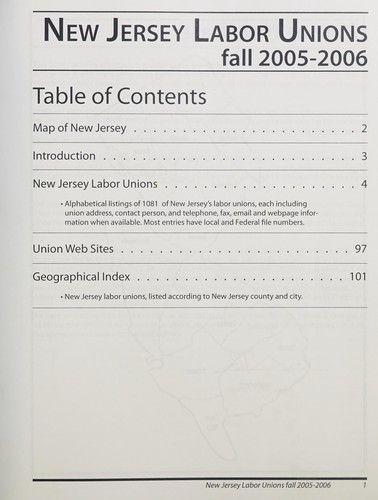 New Jersey Labor Unions 2005-2006 (New Jersey Labor Unions)