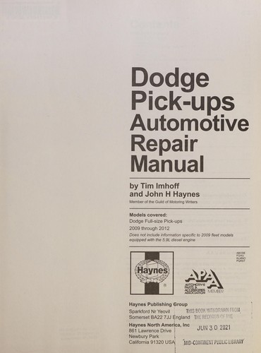 Dodge pick-ups automotive repair manual