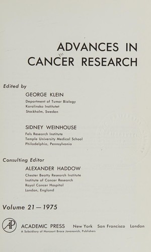 Advances in Cancer Research, Volume 21