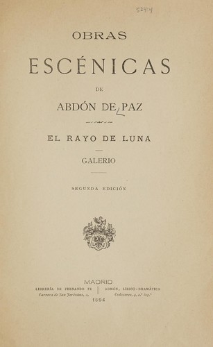 Obras escénicas de Abdón de Paz