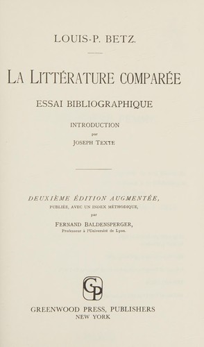 La littérature comparée