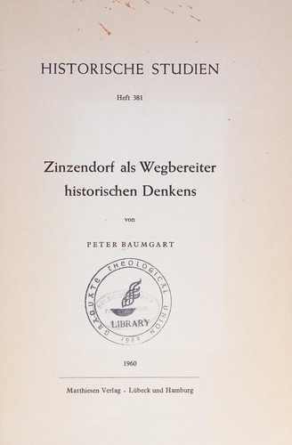 Zinzendorf als Wegbereiter historischen Denkens