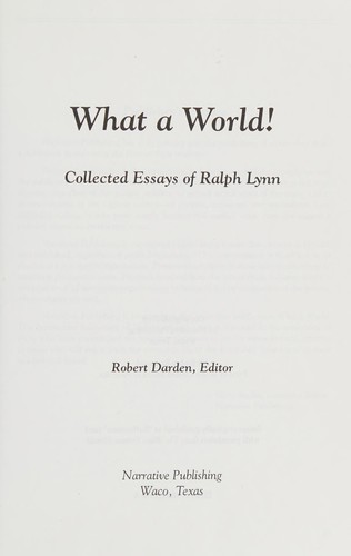 What a world!