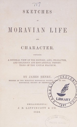 Sketches of Moravian life and character