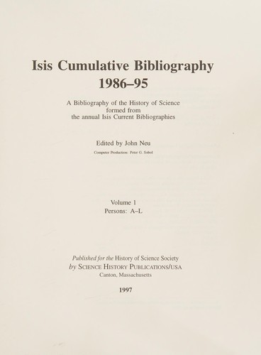 Isis Cumulative Bibliography 1986-1995