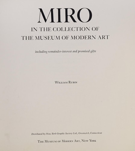 Miro in the collection of the Museum of Modern Art, including remainder-interest and promised gifts