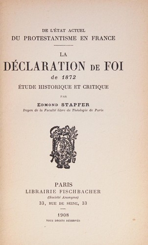 La déclaration de foi de 1872
