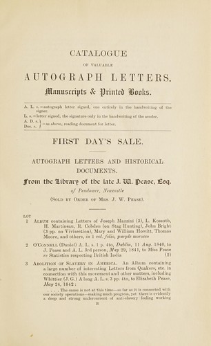 Catalogue of valuable autograph letters, manuscripts and printed books ...