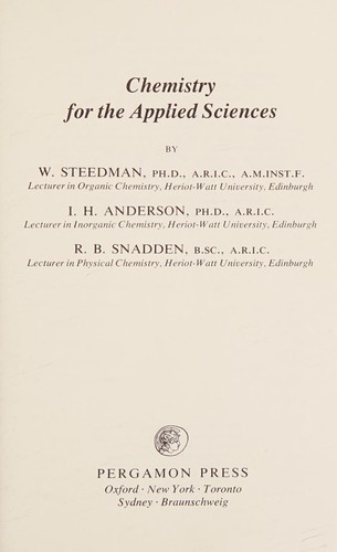 Chemistry for the applied sciences