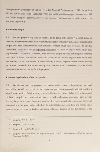 Mentally Incapacitated and Other Vulnerable Adults