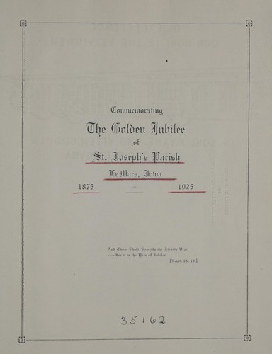 Commemorating the golden jubilee of St. Joseph's Parish, LeMars, Iowa, 1875-1925