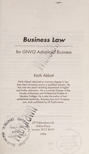 Business Law for GNVQ Advanced Business (GNVQ)