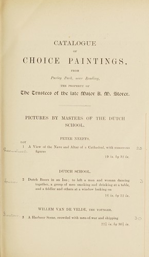 Choice paintings from several famous collections; fine pictures by masters of the Italian, Dutch, Flemish, French and English schools