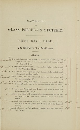 Catalogue of glass, porcelain & pottery