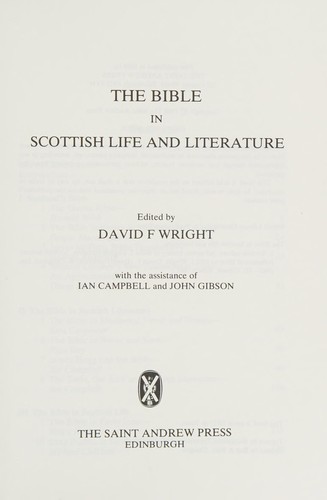 The Bible in Scottish life and literature