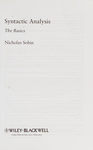 Syntactic analysis