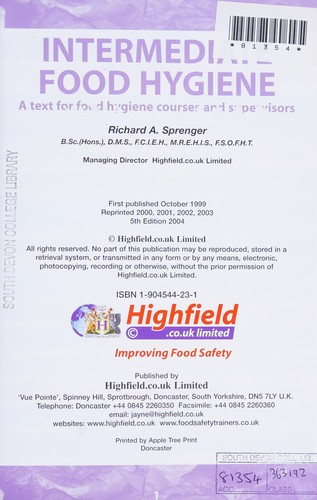 Intermediate food hygiene