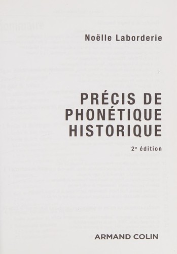Précis de phonétique historique