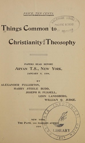 Things common to Christianity and theosophy