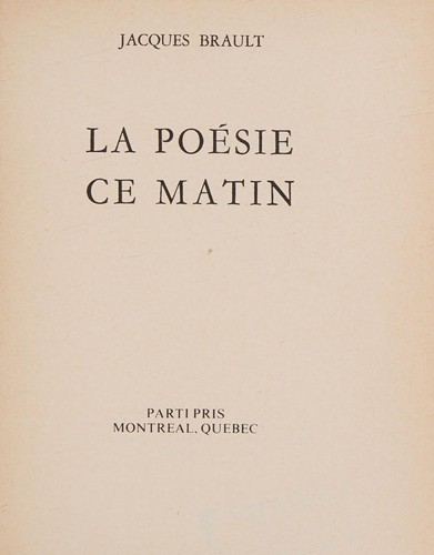 La poésie ce matin