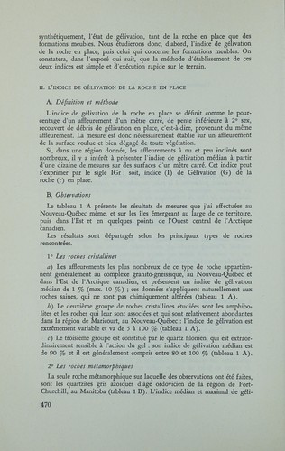 Indice de gelination de la roche en place et des formation meubles