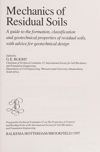 Mechanics of residual soils