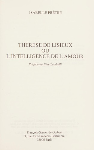Thérèse de Lisieux ou l'intelligence de l'amour