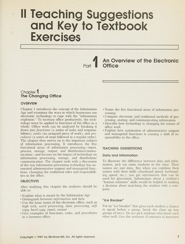 Instructor's manual and key for Electronic office procedures