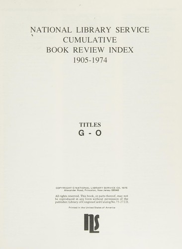 National Library Service cumulative book review index, 1905-1974