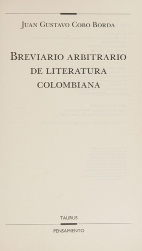 Breviario arbitrario de literatura colombiana